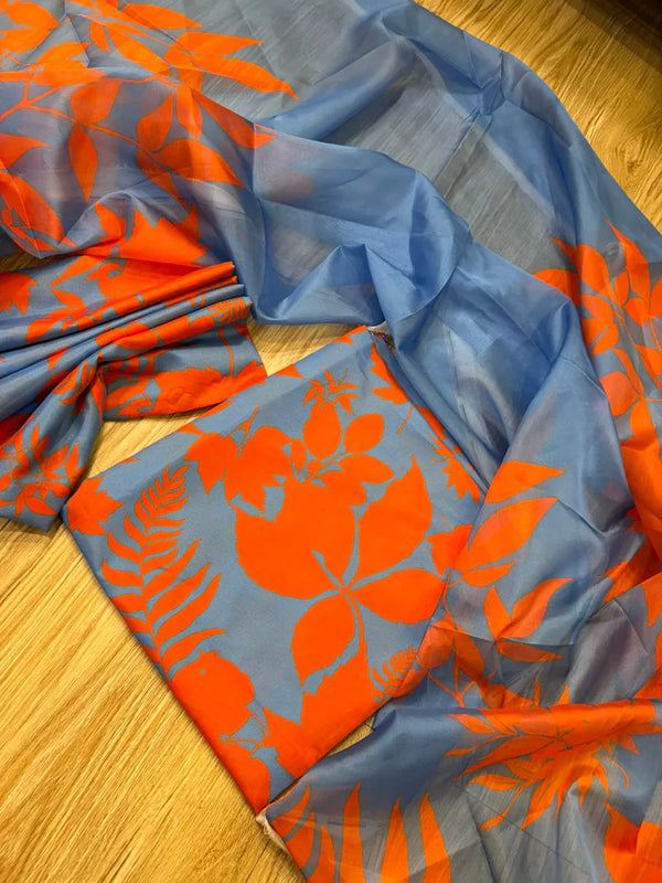 Digital Printed 3 Piece Swiss Lawn With Silk Dupatta 813