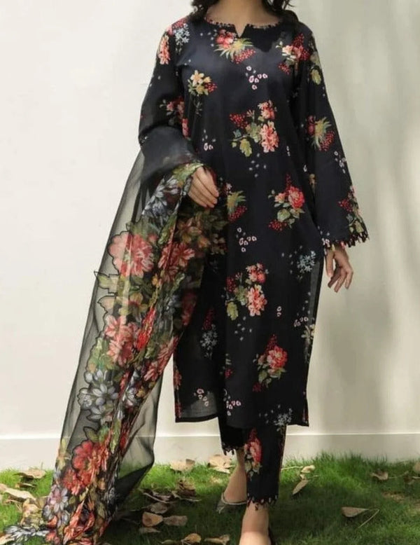 Digital Printed 3 Piece Poly Lawn With Organza Dupatta Collection 02