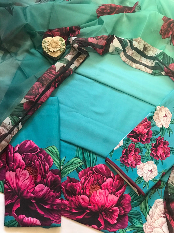 Timeless Digital Printed 3-Piece Swiss Lawn Suit with Silk Dupatta - 727