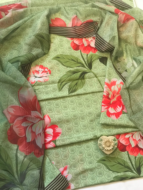 Graceful Digital Printed 3-Piece Swiss Lawn Suit with Silk Dupatta - 724