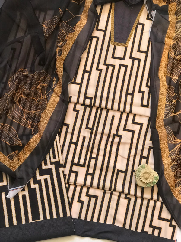 Digital Printed 3 Piece Swiss Lawn With Silk Dupatta 809