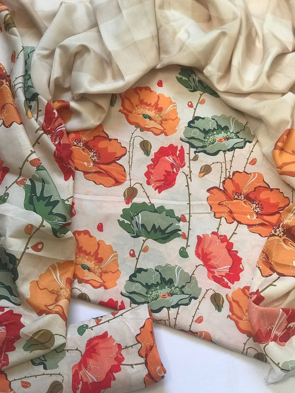 Elegant Swiss Voile Lawn 3-Piece Unstitched Suit 706