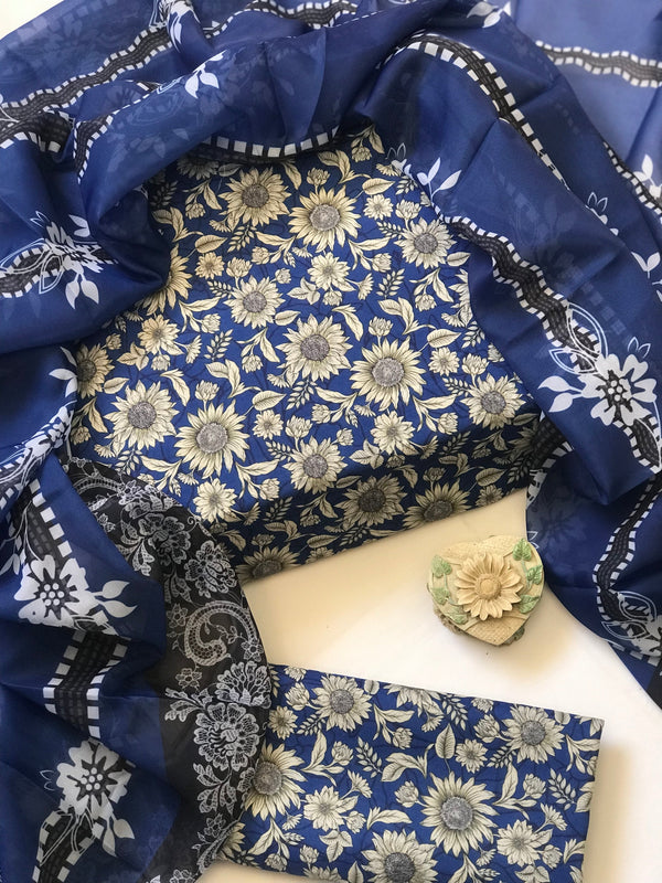 Graceful Digital Printed 3-Piece Swiss Lawn Suit with Silk Dupatta - 728