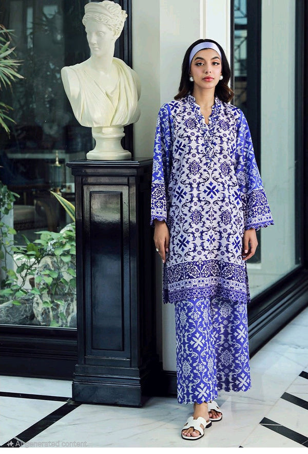 Digital Printed 3 Piece Swiss Lawn With Silk Dupatta 717